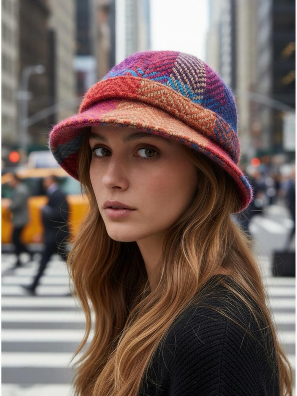 Branigan Weavers Multicolor Patchwork Wool Blend Bucket Hat Made in Ireland OSFM